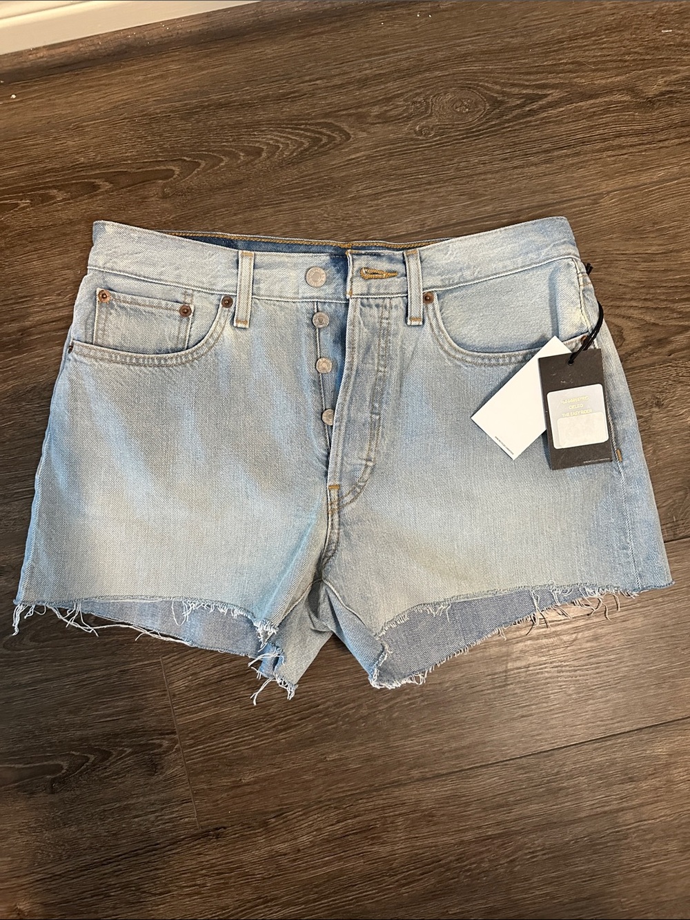 NWT RE/DONE Size 26 High Rise Denim Cutoff Shorts Light Wash